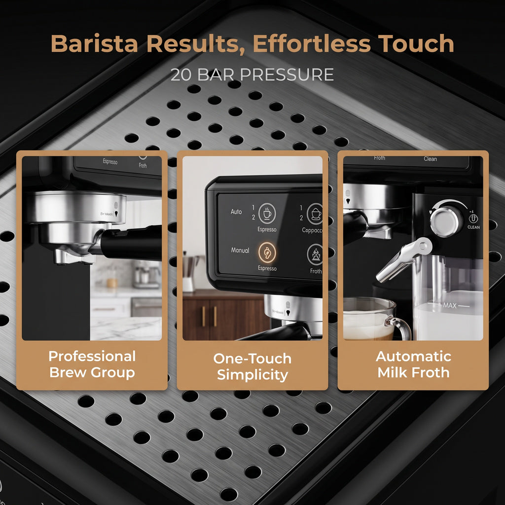 20-Bar Semi-Automatic Espresso Machine with Automatic Milk Frother