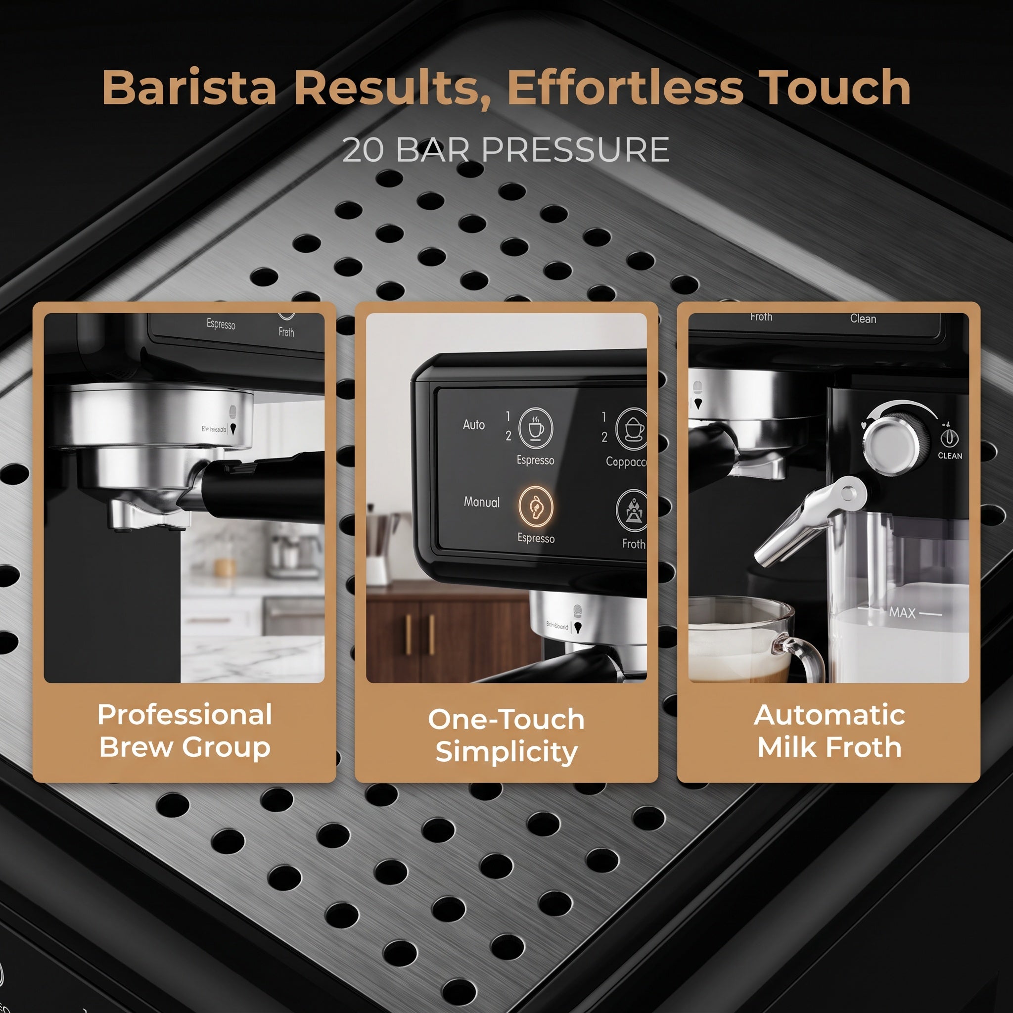 20-Bar Semi-Automatic Espresso Machine with Automatic Milk Frother