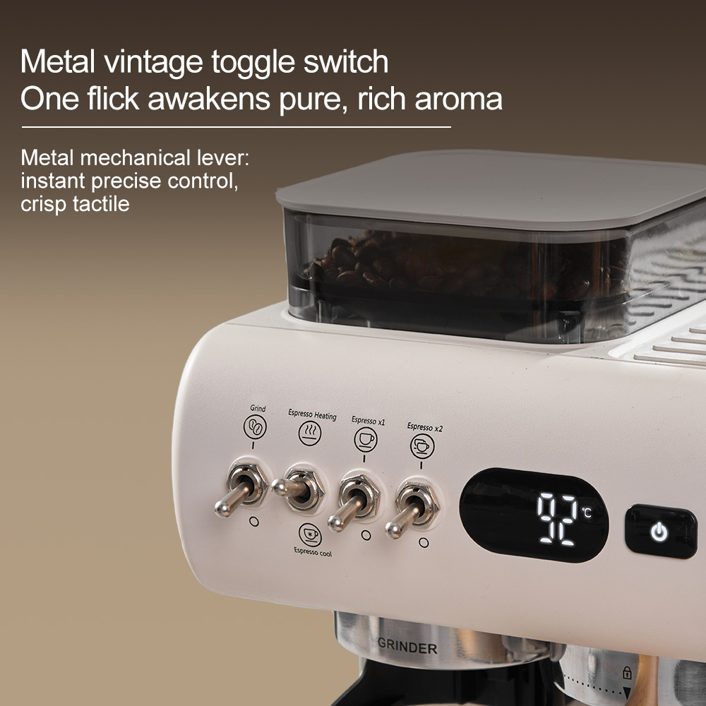 Dual-Thermoblock Espresso Machine with Grinder and Steam System