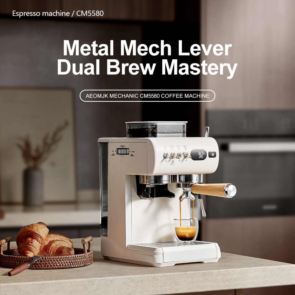 Dual-Thermoblock Espresso Machine with Grinder and Steam System