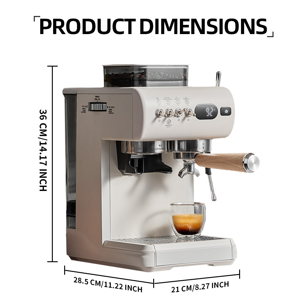 Dual-Thermoblock Espresso Machine with Grinder and Steam System