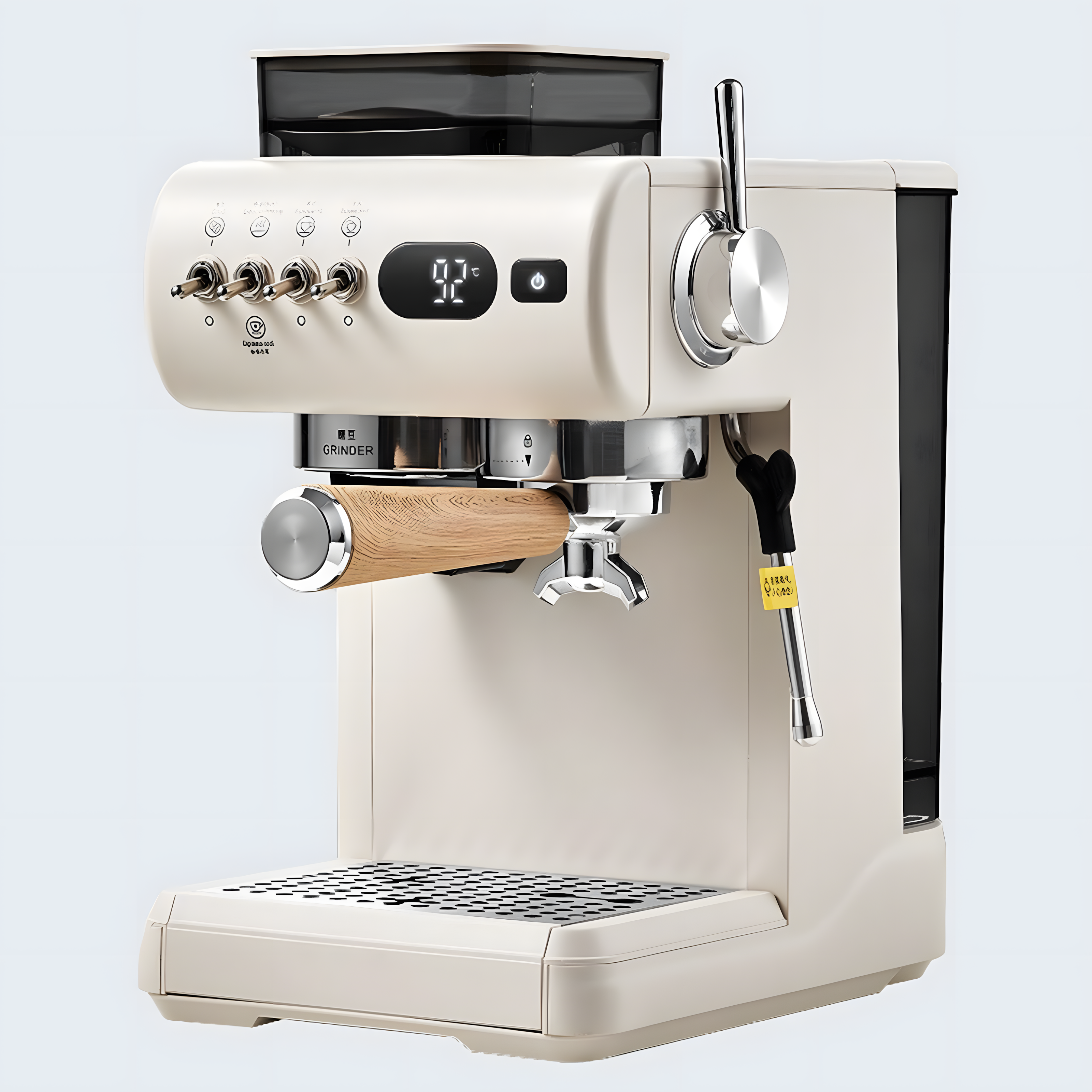 Dual-Thermoblock Espresso Machine with Grinder and Steam System
