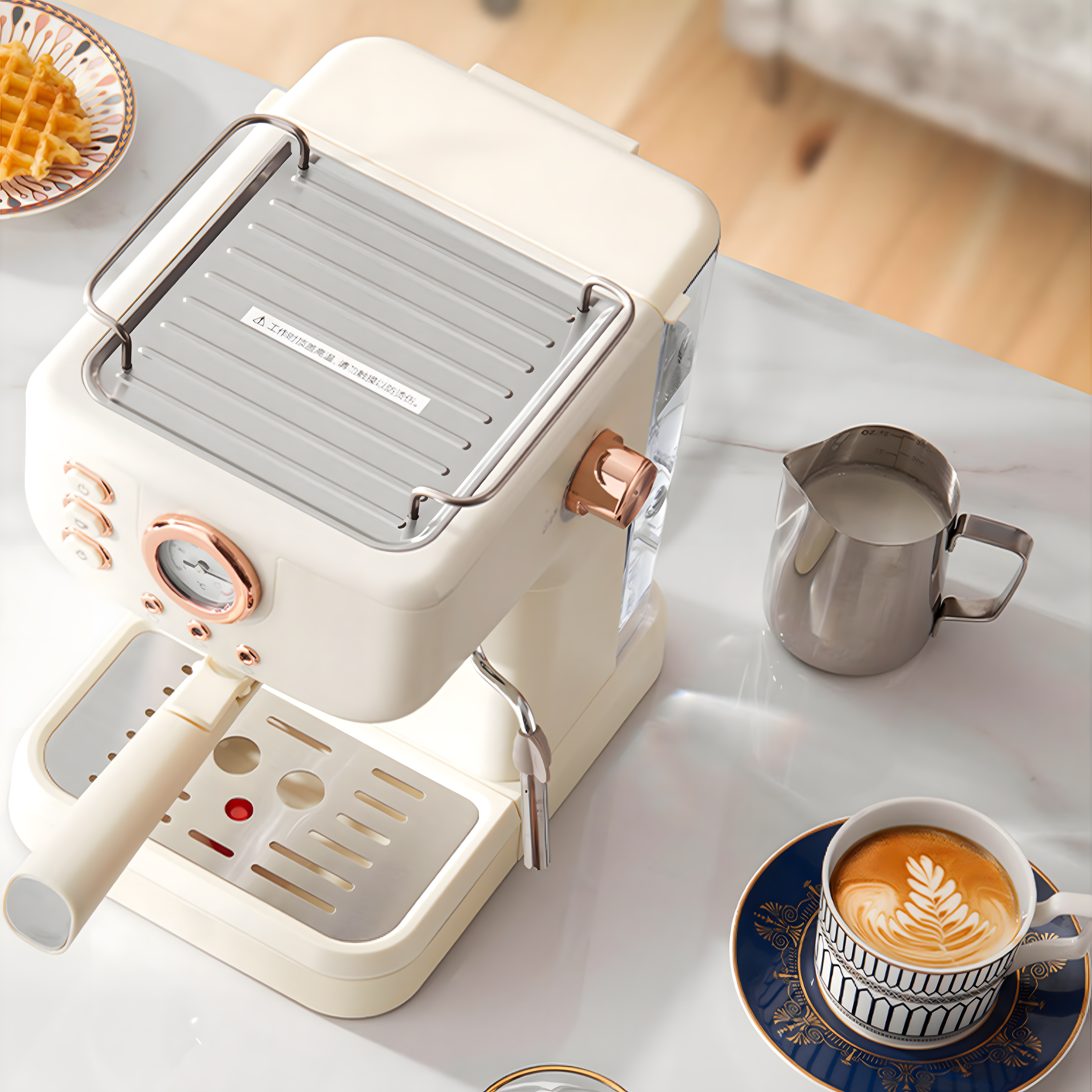 Retro 20-Bar Espresso Machine with Pressure Gauge and NTC Control