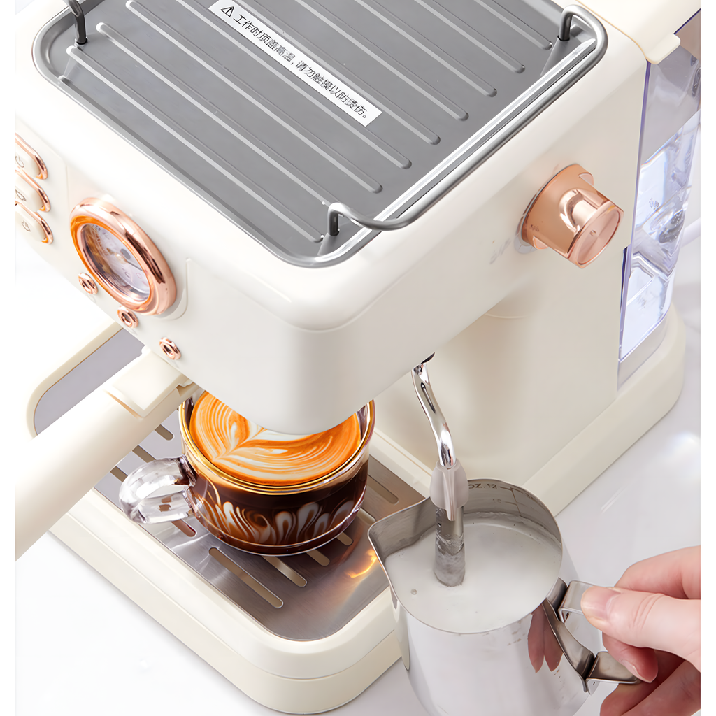 Retro 20-Bar Espresso Machine with Pressure Gauge and NTC Control