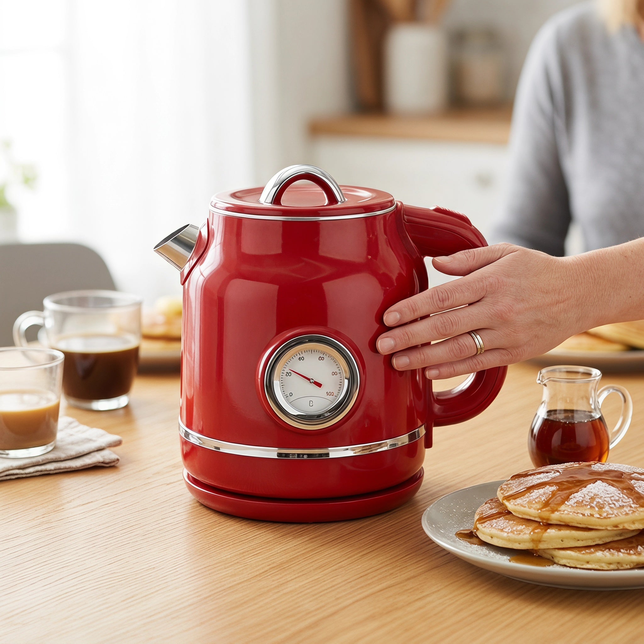 1.5L Retro Double-Wall Electric Kettle with Temperature Gauge – ORF-C13