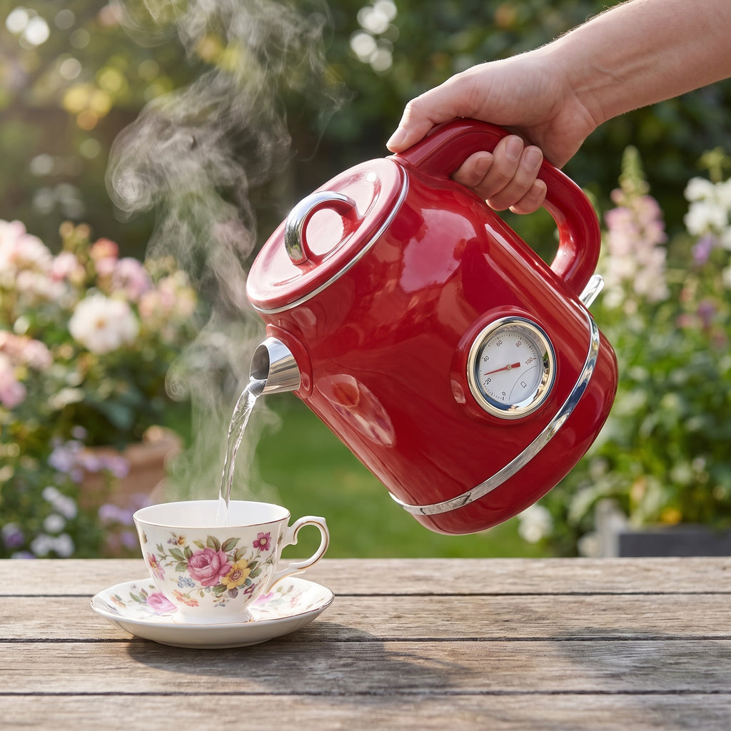 1.5L Retro Double-Wall Electric Kettle with Temperature Gauge – ORF-C13