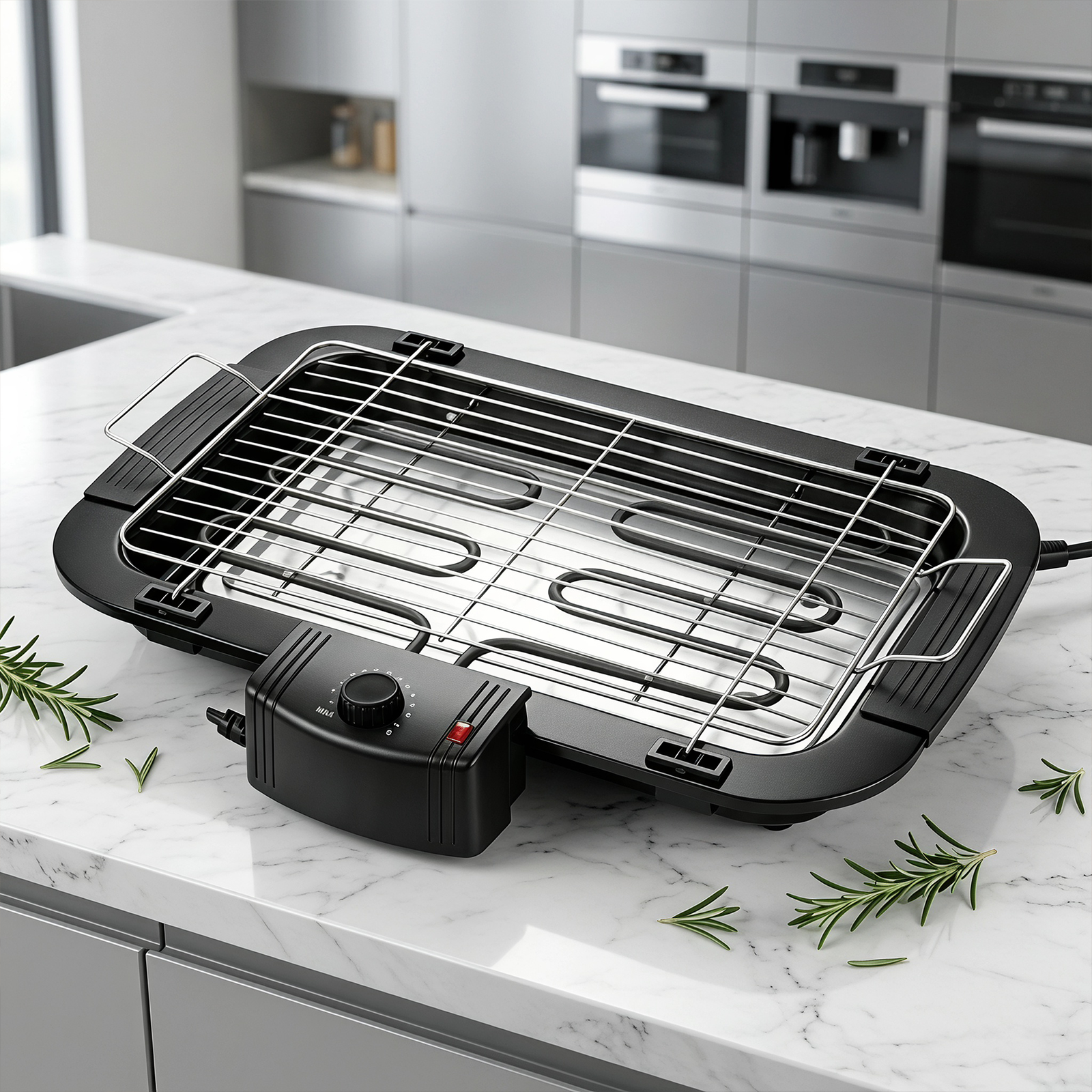 Electric Barbecue Grill with Non-Stick Cooking Plate