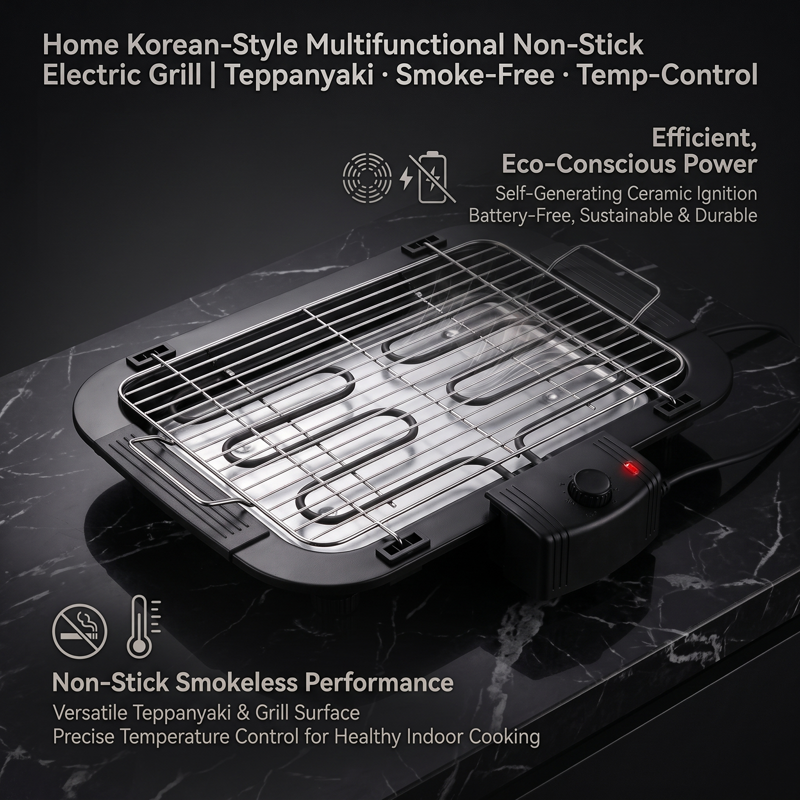 Electric Barbecue Grill with Non-Stick Cooking Plate