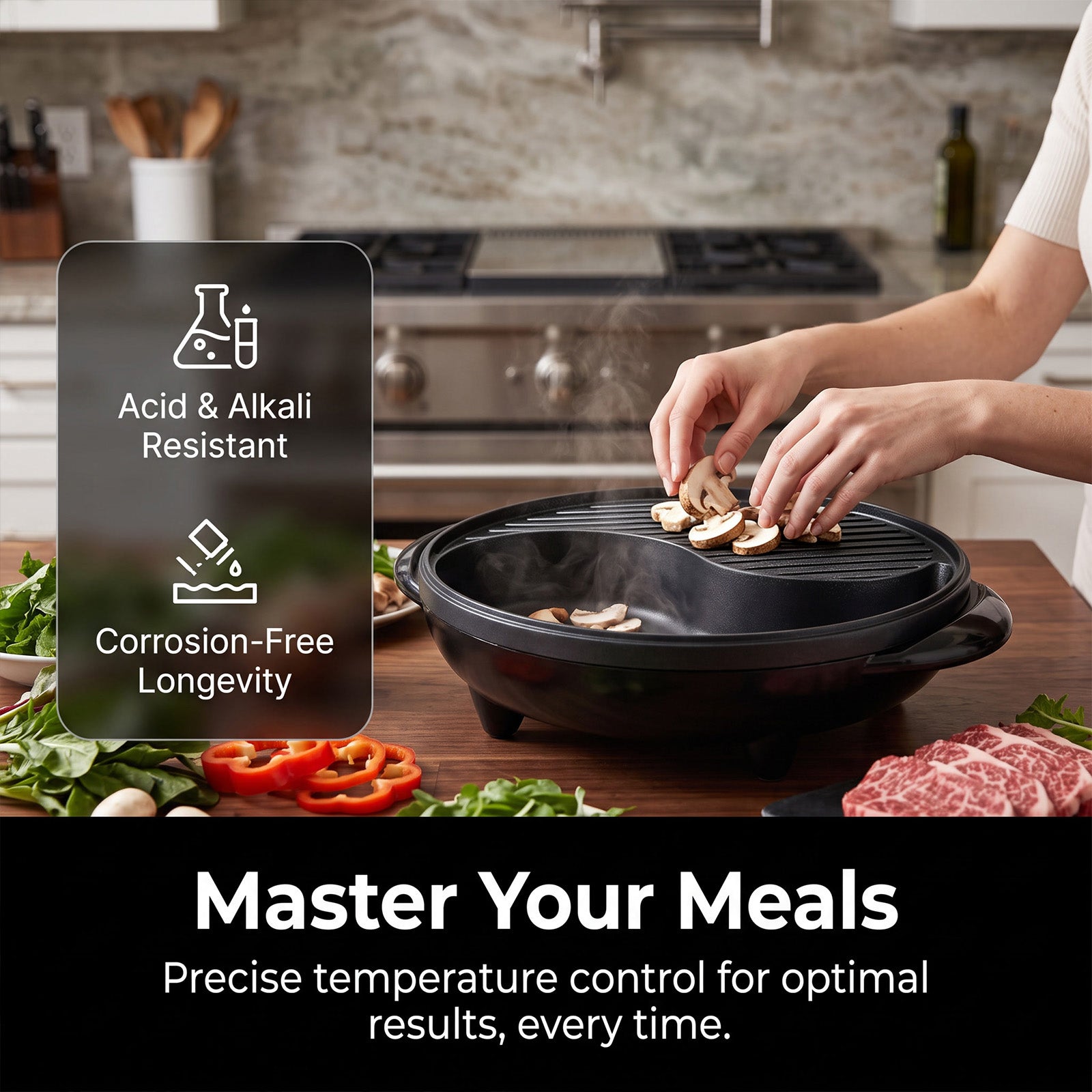 F-032A tabletop grill and hot pot configuration