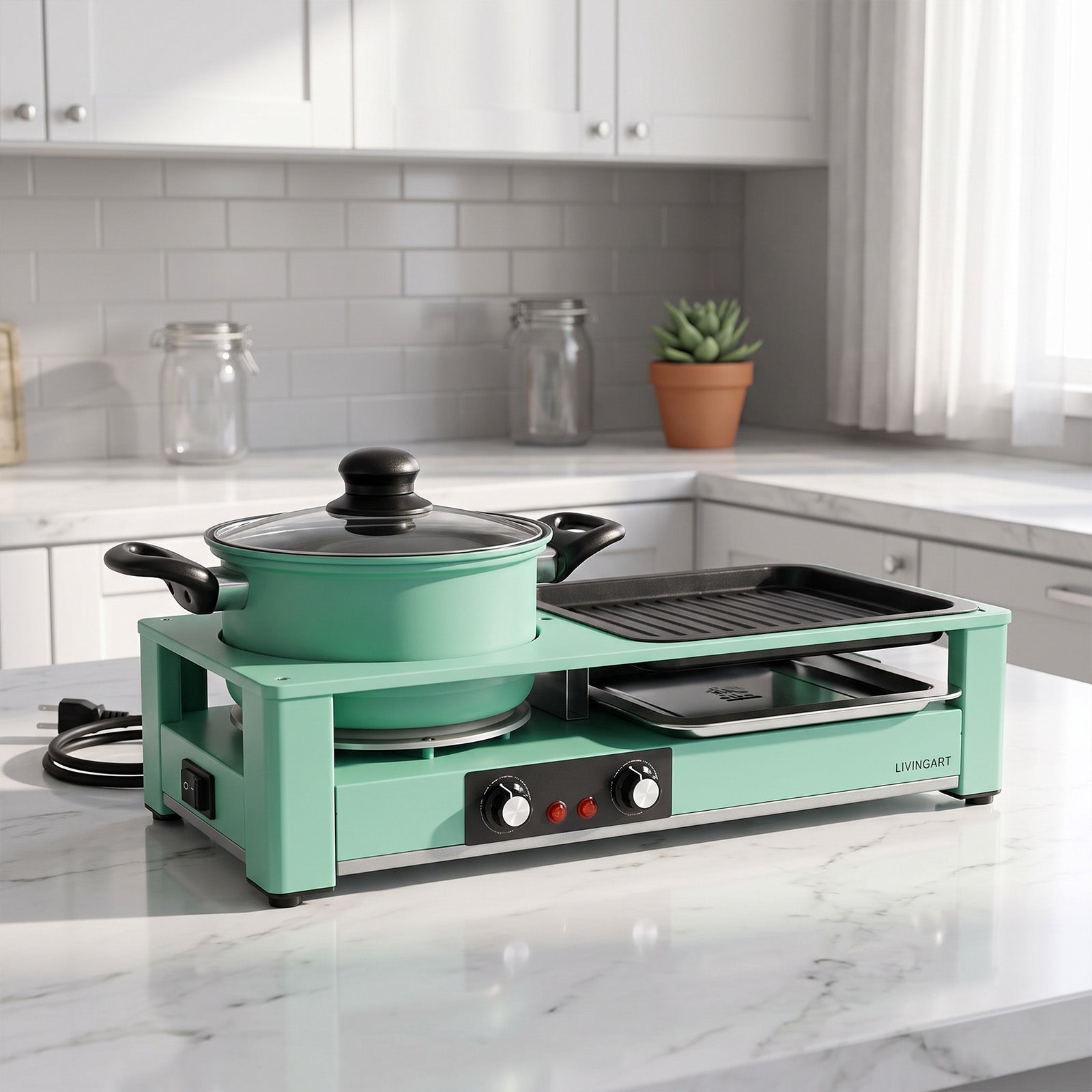 F-042B non-stick cooking surface detail