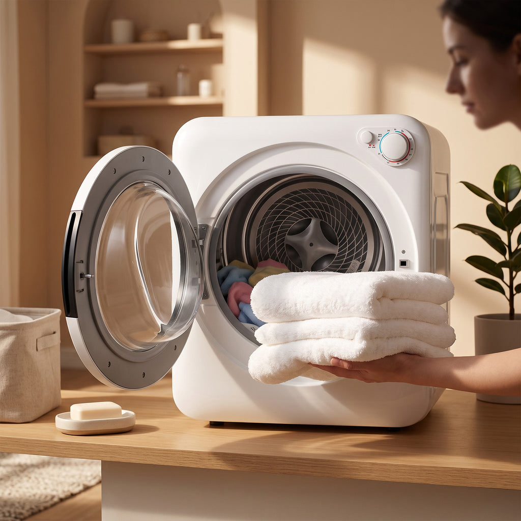 GDZ40-478E clothes dryer unloading towels lifestyle