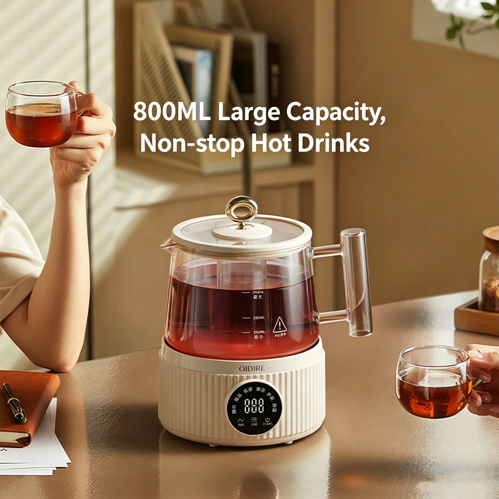 800ML Multifunction Glass Electric Kettle with Tea Infuser – ODI-HC05