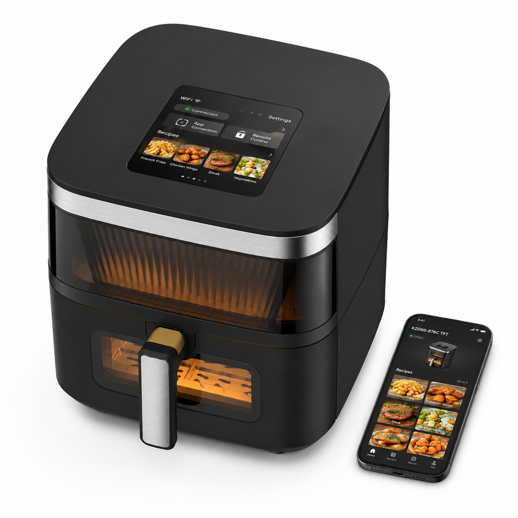 6L Smart TFT Air Fryer with Dual Viewing Windows, WiFi & App Control