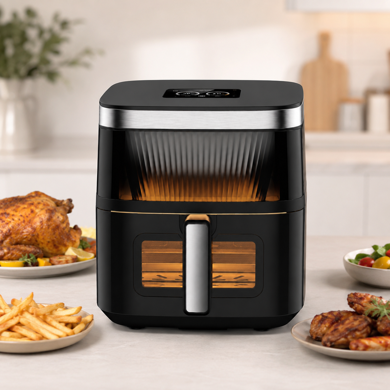 6L Smart TFT Air Fryer with Dual Viewing Windows, WiFi & App Control