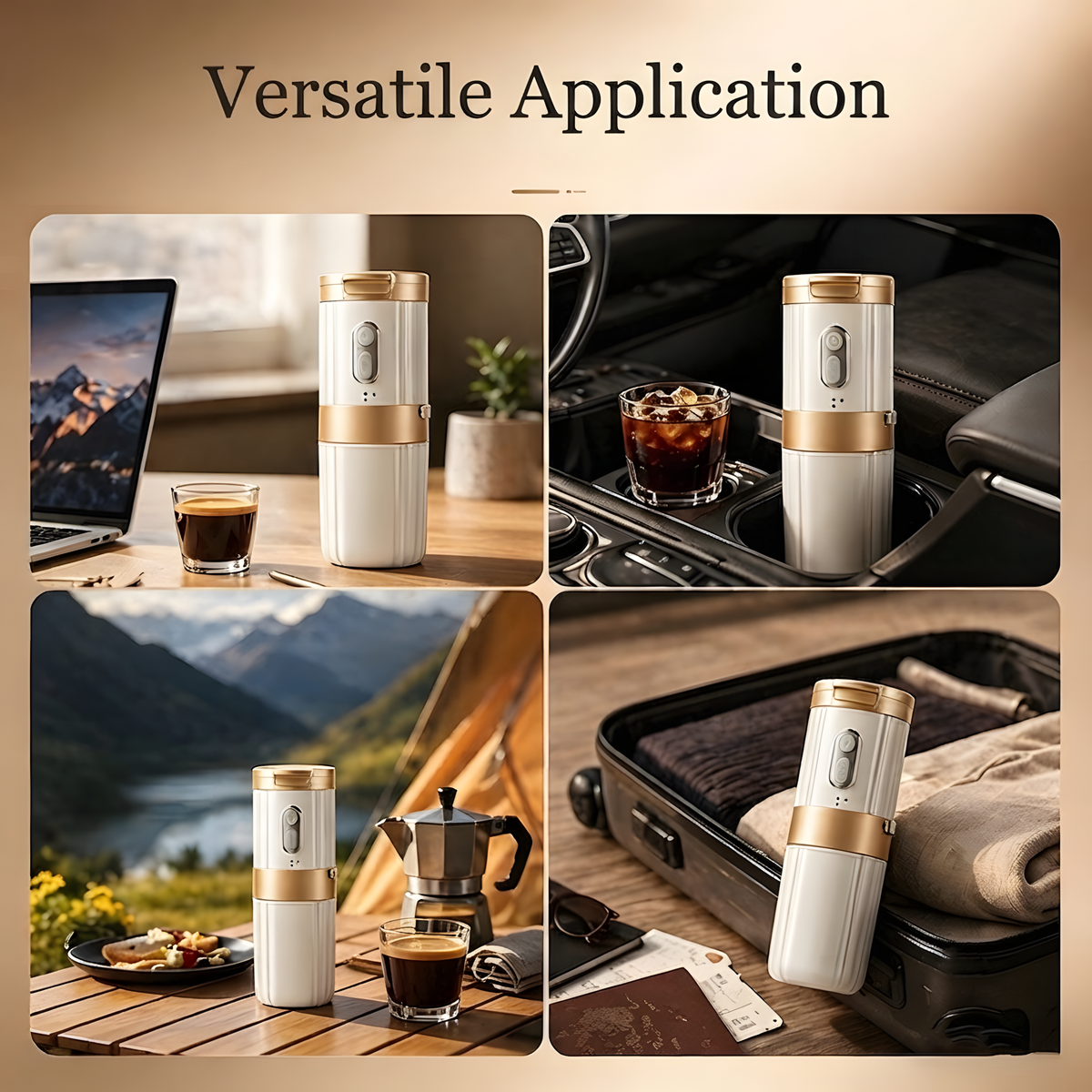 Mini Portable Coffee Maker with 250ml Water Tank, Rechargeable Battery & Capsule Brewing System
