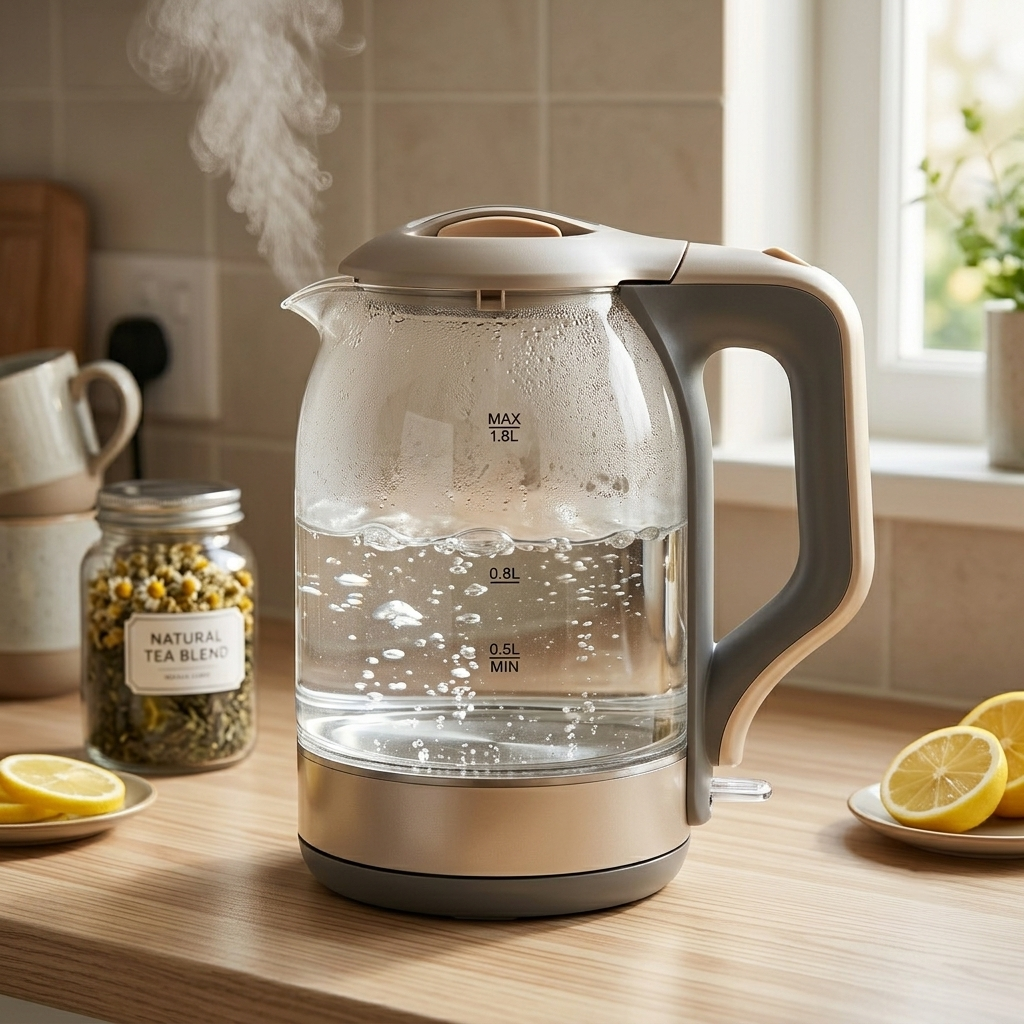 1500W Glass Water Kettle with Water-Level Scale and Auto Shut-Off