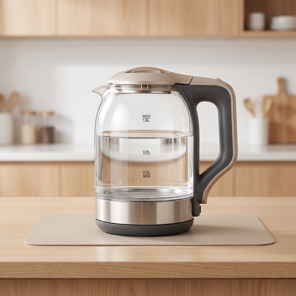 1500W Glass Water Kettle with Water-Level Scale and Auto Shut-Off