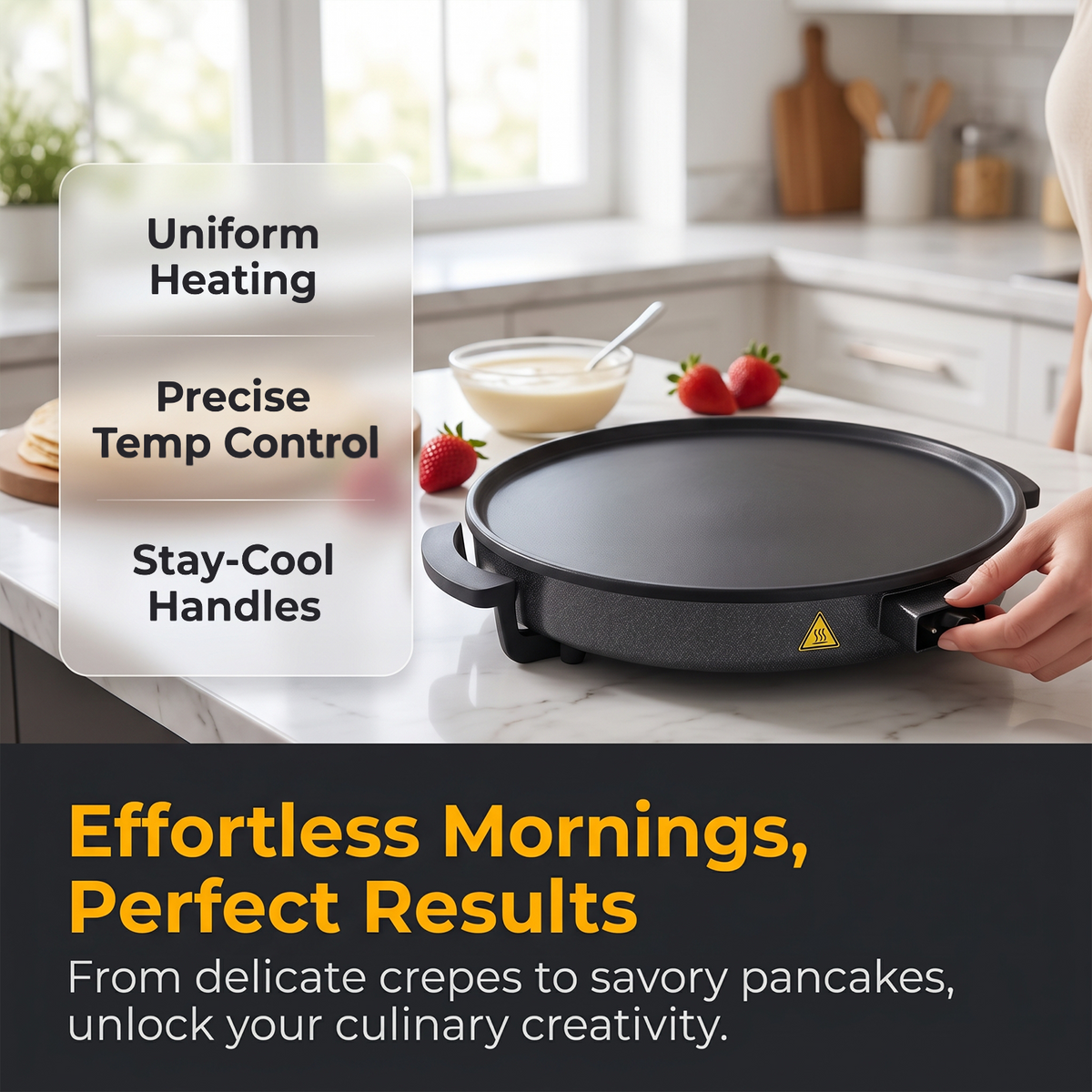Commercial Electric Crepe Maker with Non-Stick Griddle Plate