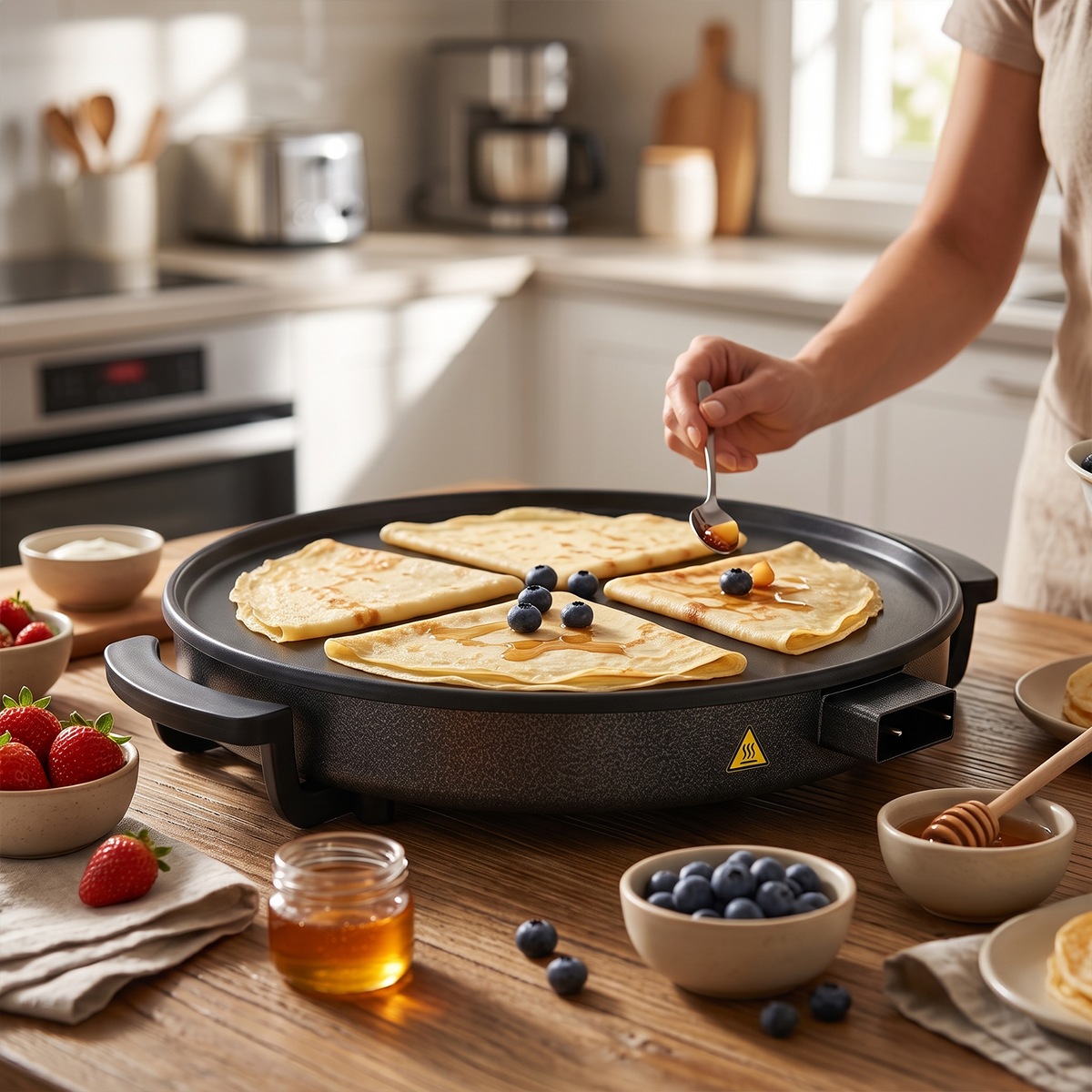 Commercial Electric Crepe Maker with Non-Stick Griddle Plate