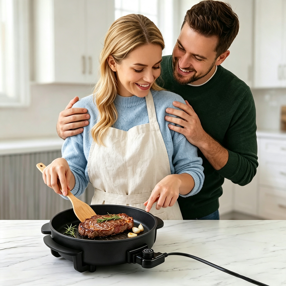 Electric Skillet with Adjustable Thermostat