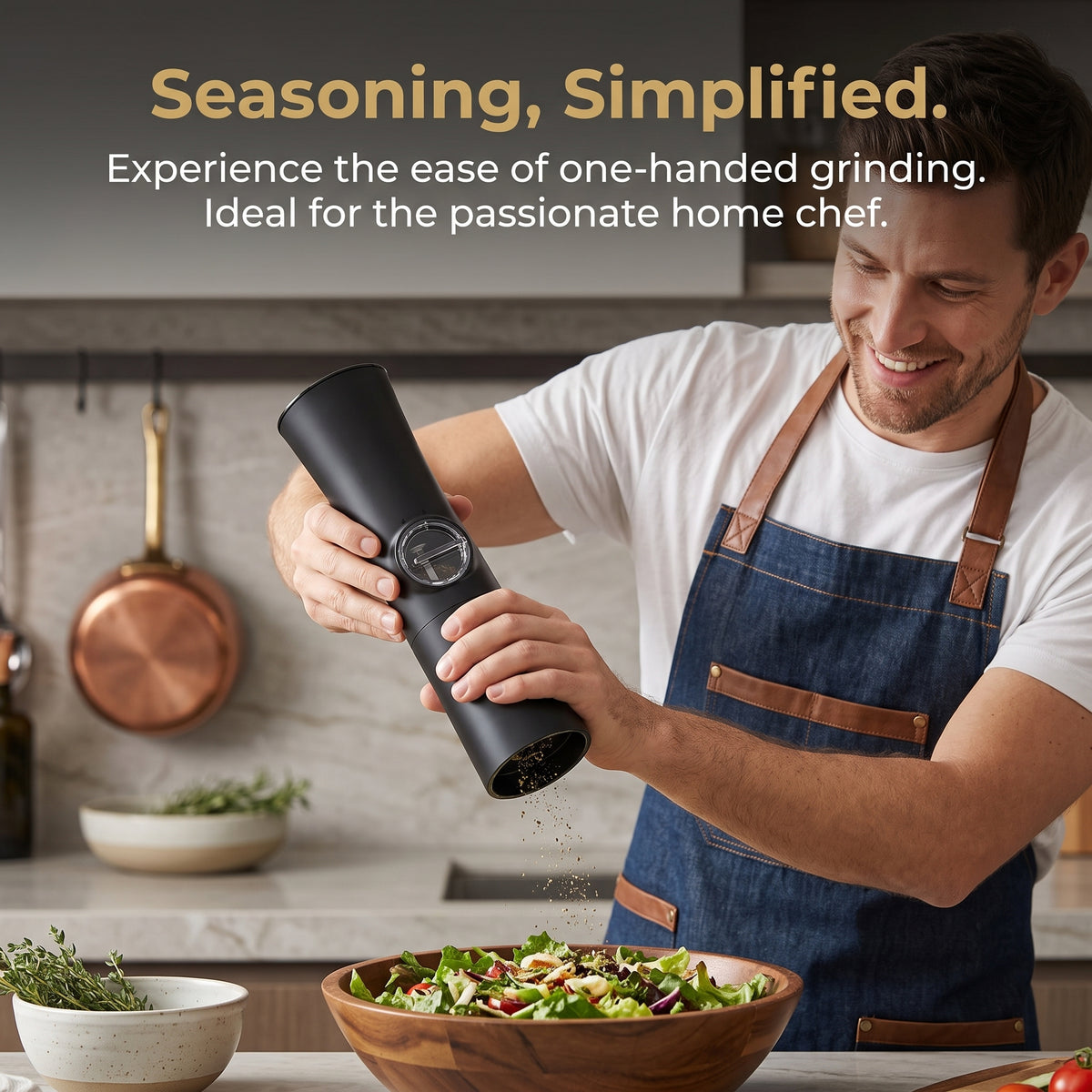 Compact Rechargeable Electric Pepper Grinder with Ceramic Core