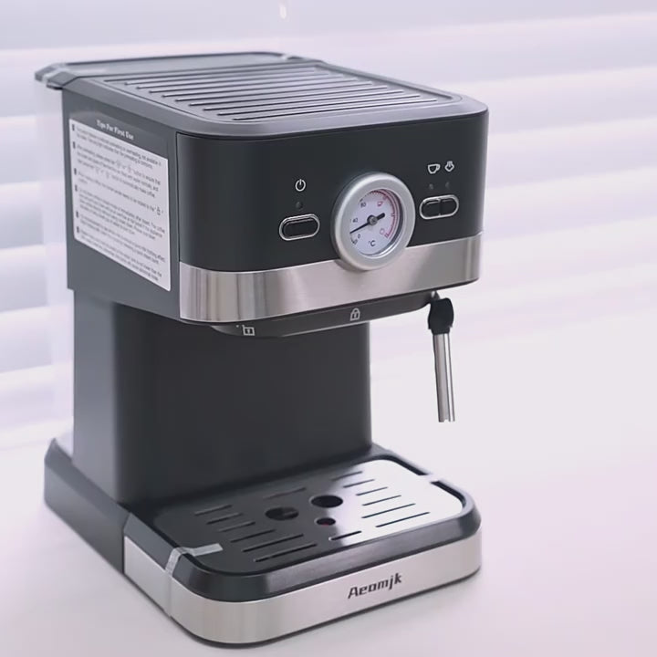 20-Bar Espresso Machine with Pressure Gauge and Steam Milk Frother
