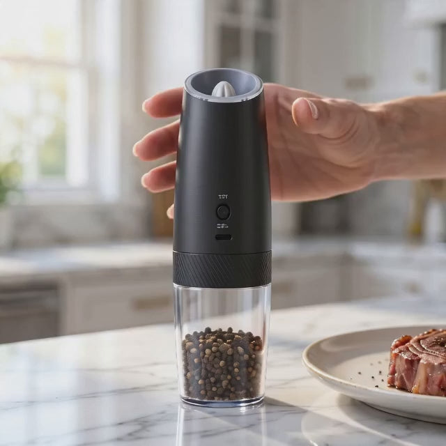 Rechargeable Electric Pepper Grinder with Transparent Spice Container