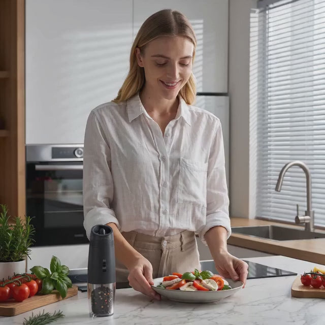KYMQ-48A USB-C Rechargeable Electric Pepper Grinder with Gravity Sensor and 135ml Clear Container