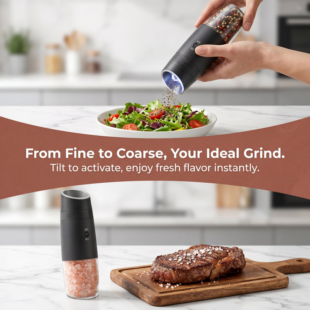 Rechargeable Dual Electric Grinder Set with Adjustable Grinding Function