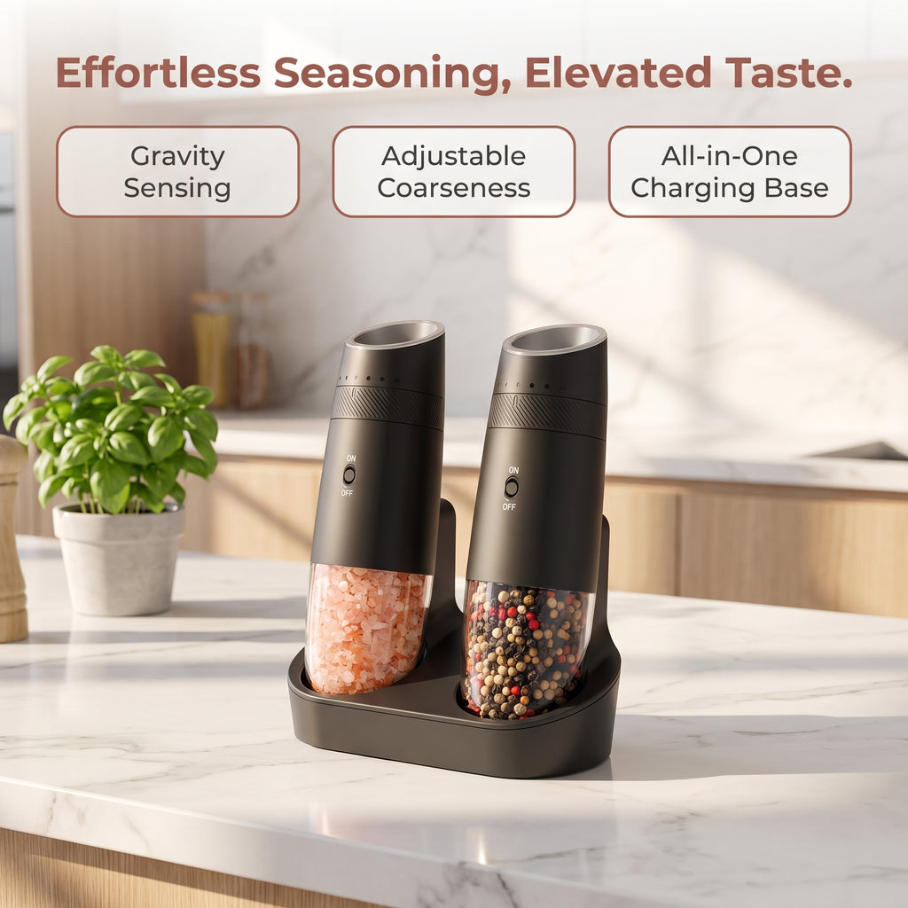 Rechargeable Dual Electric Grinder Set with Adjustable Grinding Function