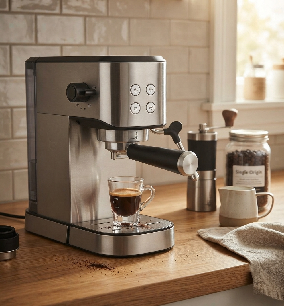 Stainless-Steel Espresso Machine with 58 mm Portafilter