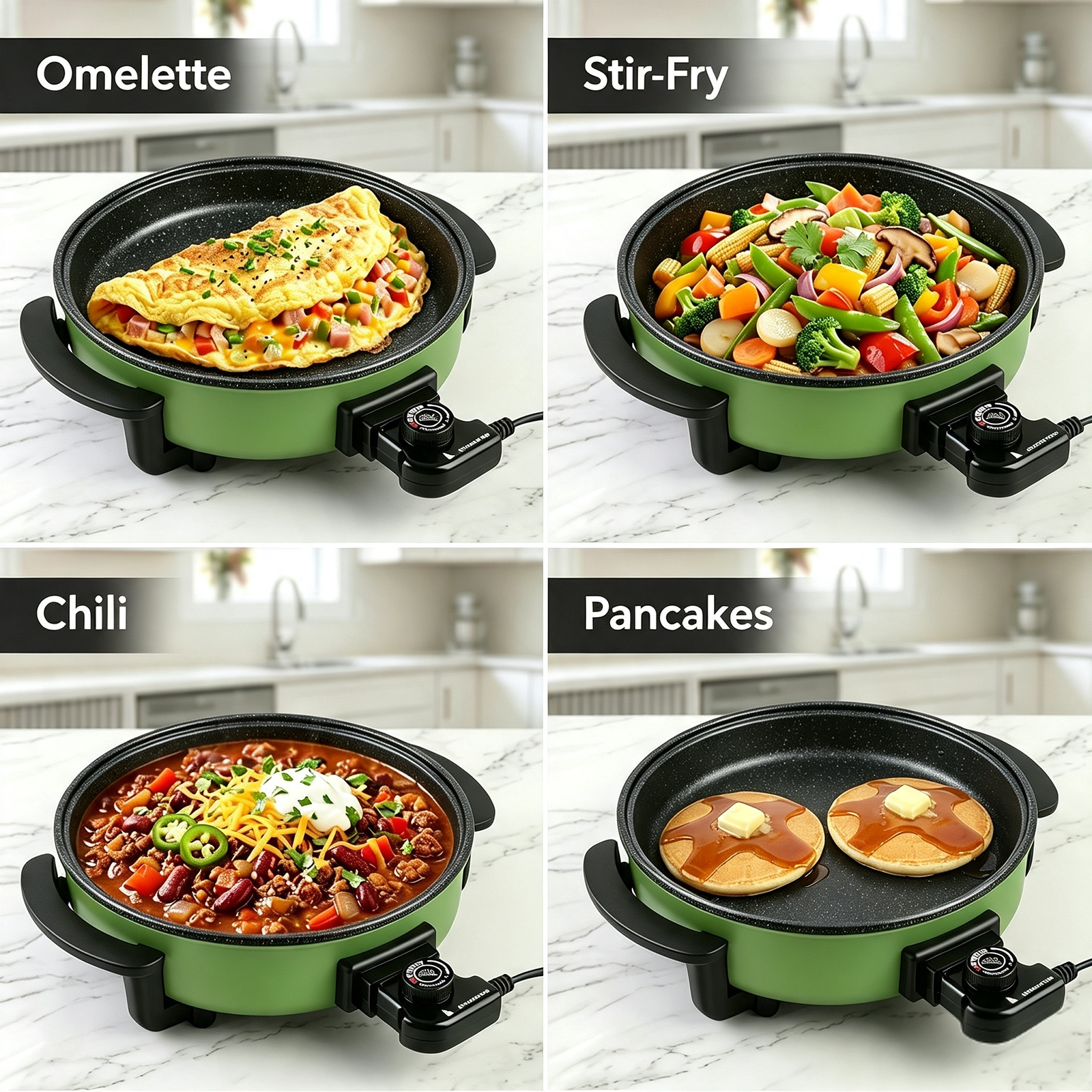 Round Electric Skillet with Adjustable Thermostat
