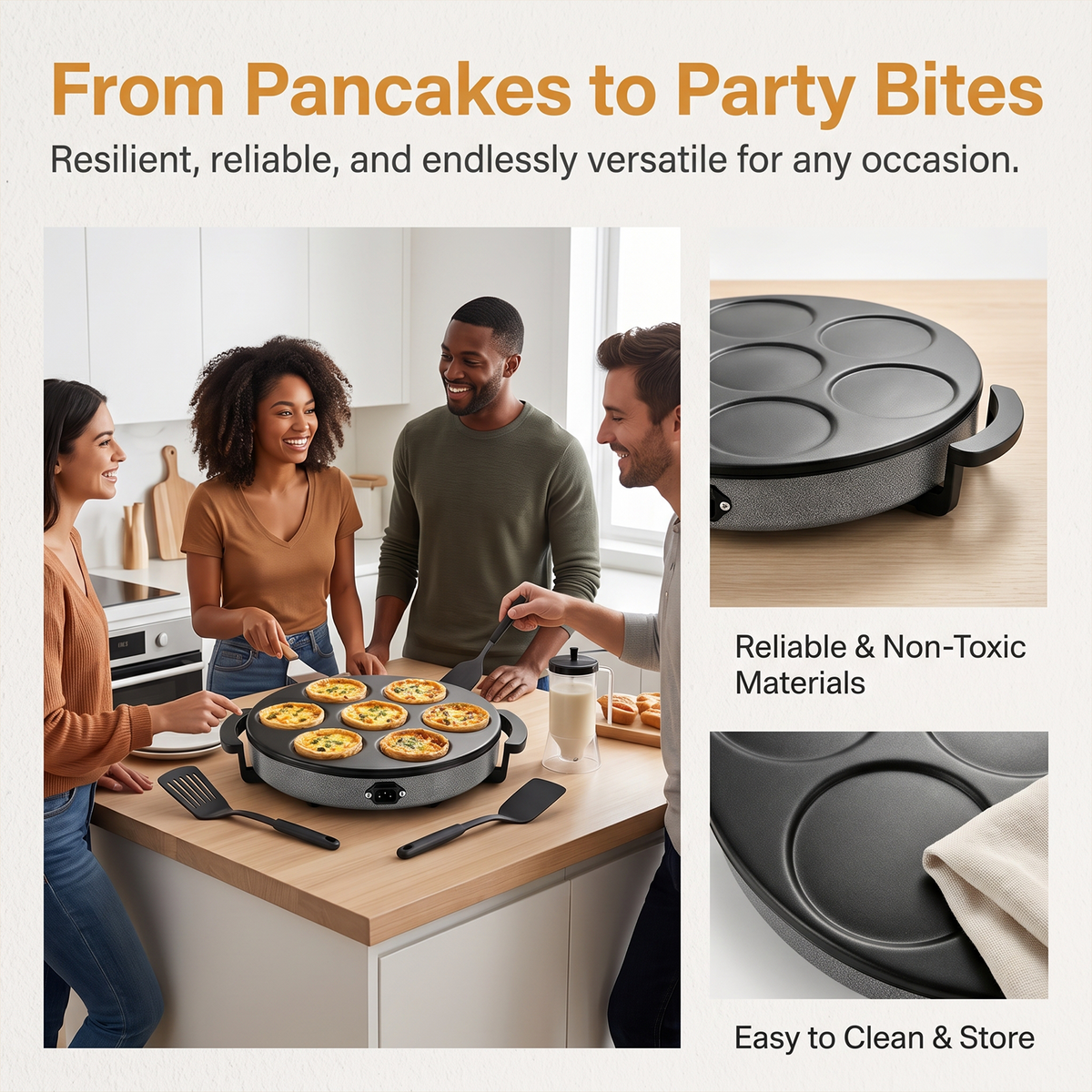 Electric Crepe Maker with Non-Stick Plate