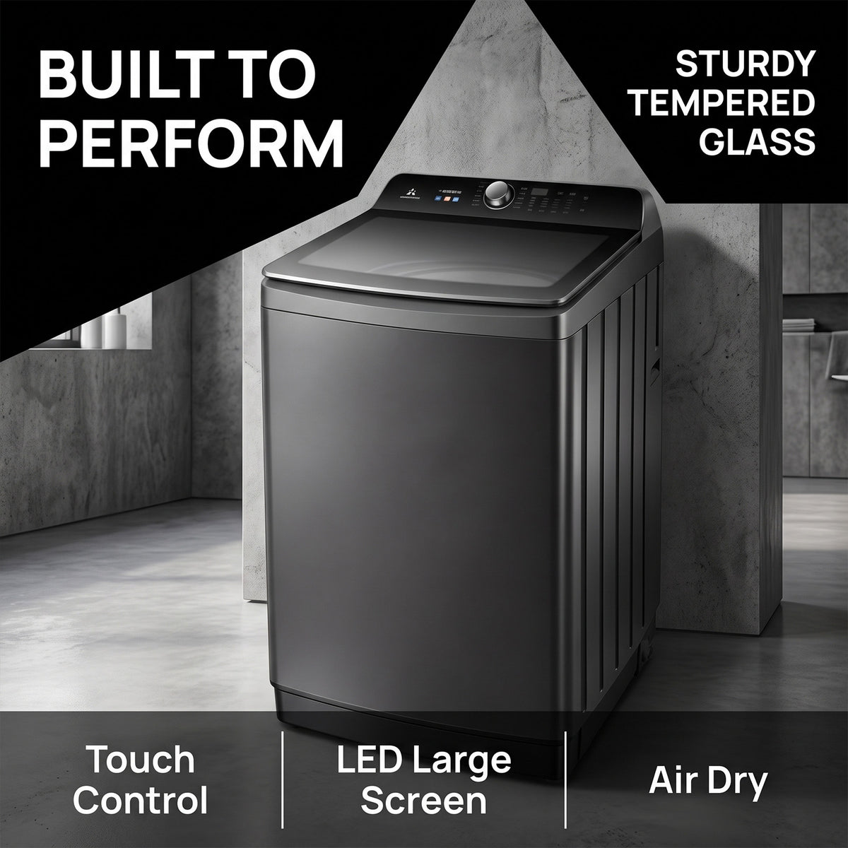 XQB158-2698 touch control tempered glass and air dry features