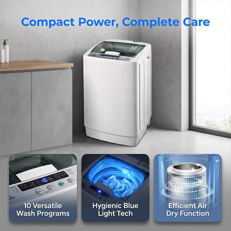 XQB52-168 compact washer with wash programs and air dry features