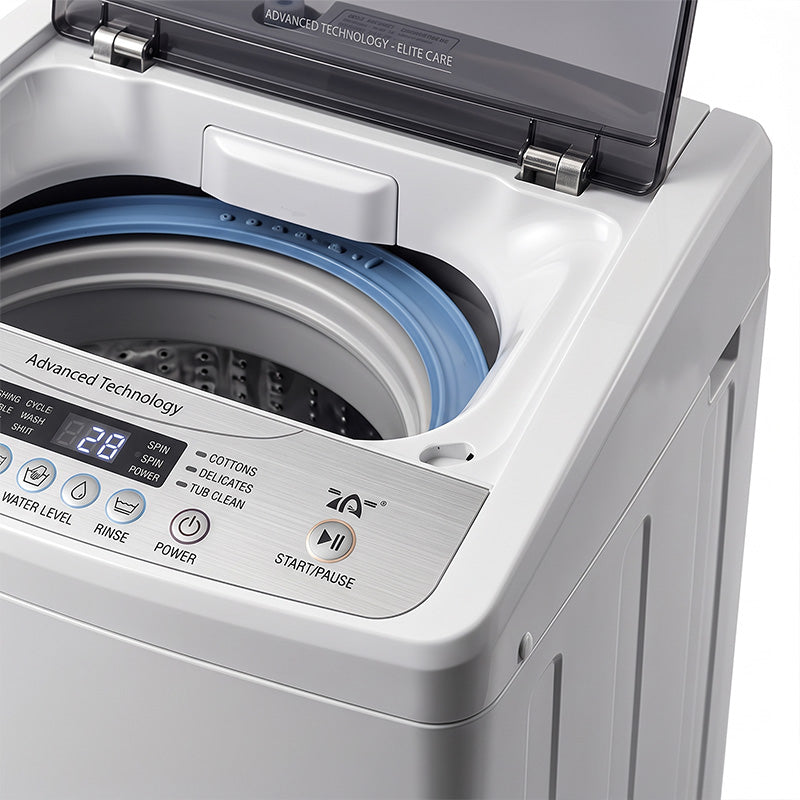 XQB75-A10 top load washer inner tub and control panel detail